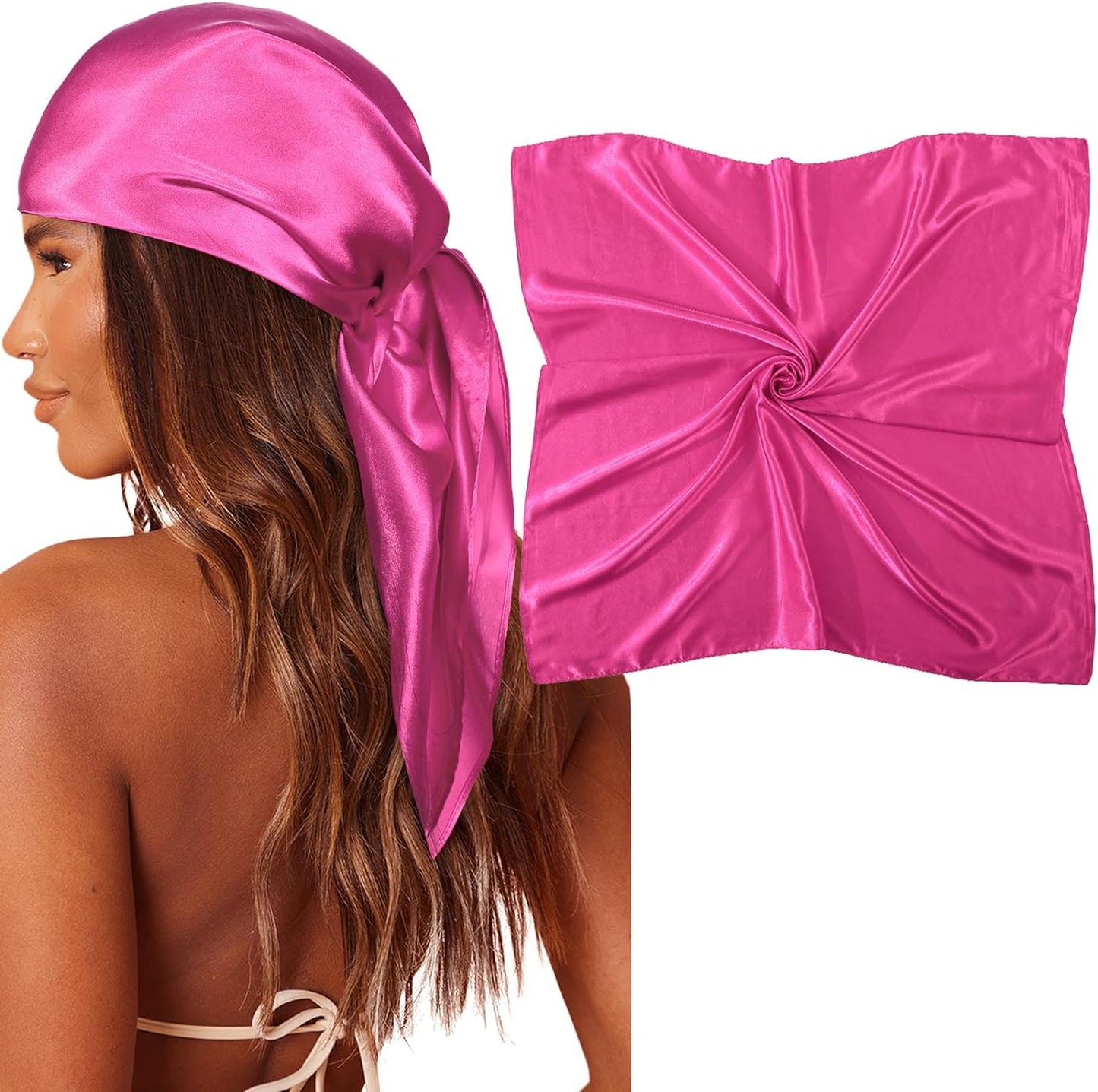 35" Large Square Satin Head Scarf - Silk Hair Scarf Square Hair Bandanas Large Scarf Sleeping Head Wraps for Women