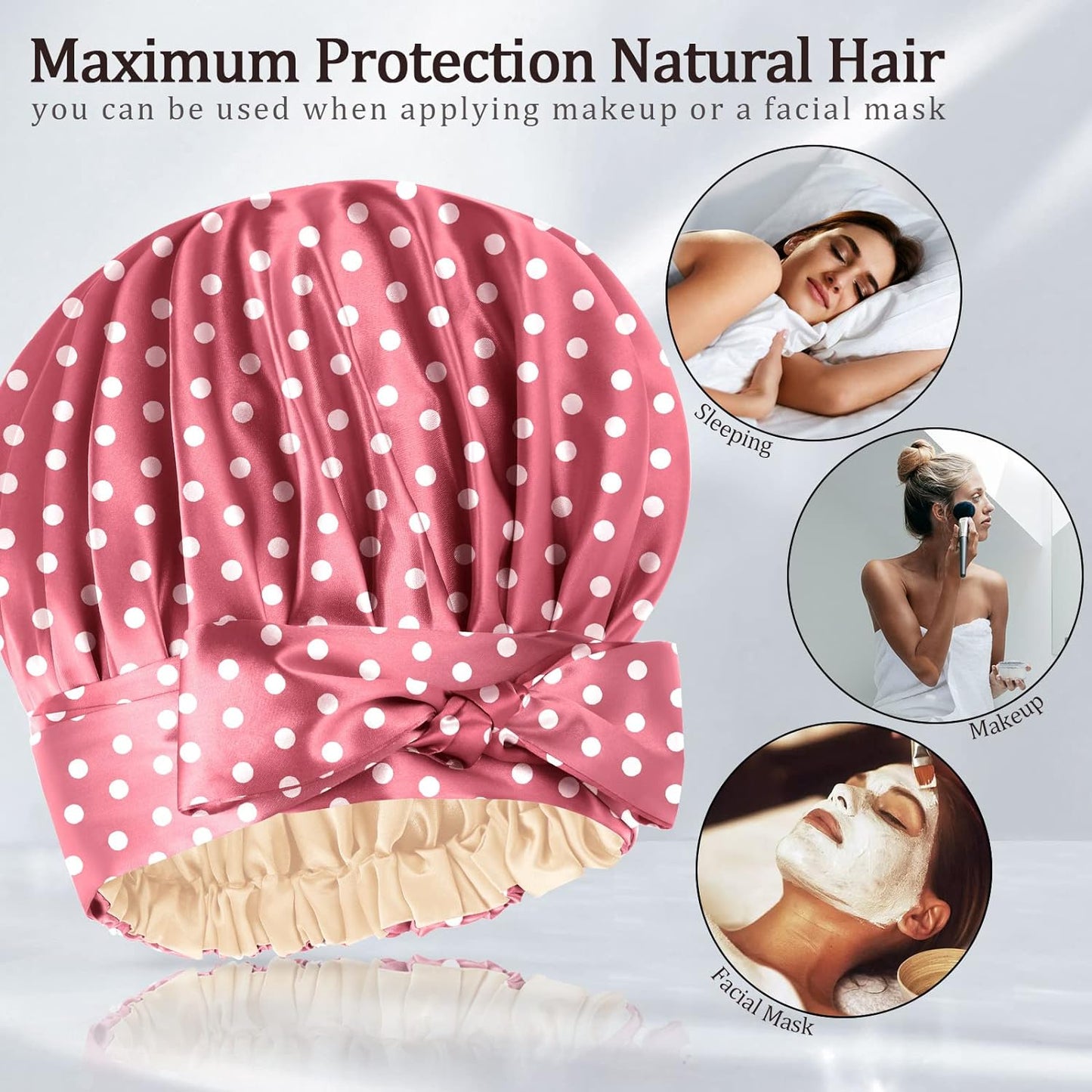 Satin Bonnet for Women, Silk Bonnet for Curly Hair, Silk Hair Bonnet for Sleeping Satin Bonnets for Black Women, Extra Large Bonnet with Tie Band