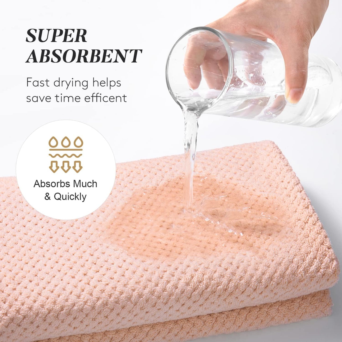 Large Microfiber Hair Towel Wrap for Women, Super Absorbent Hair Drying Towel with Elastic Strap, Anti Frizz Fast Drying Hair Turbans for Long, Thick, Curly Hair, Soft Hair Wrap Towels Pink
