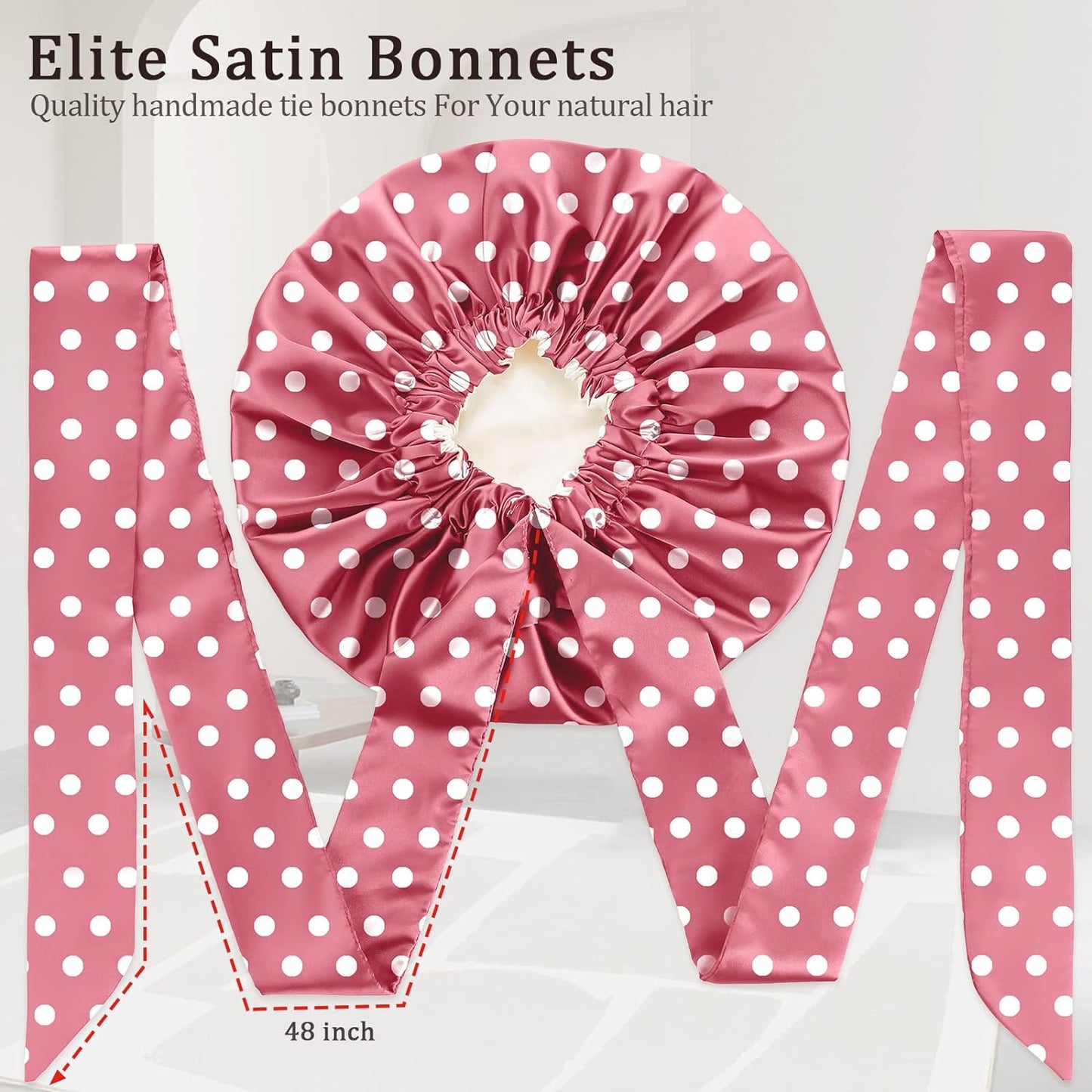 Satin Bonnet for Women, Silk Bonnet for Curly Hair, Silk Hair Bonnet for Sleeping Satin Bonnets for Black Women, Extra Large Bonnet with Tie Band