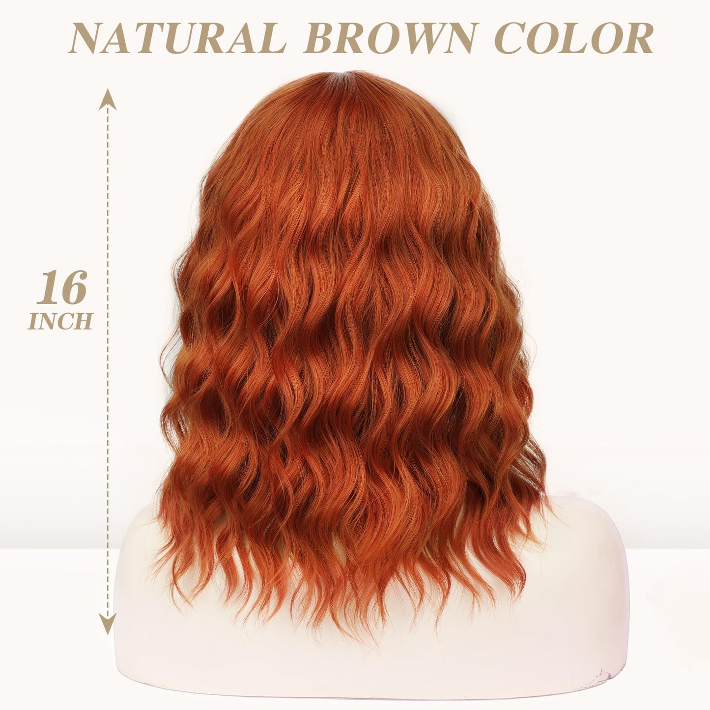 Short Wavy Wig with Bangs for Women Shoulder Length Bob Curly Women's Charming Synthetic Wigs with Natural Wavy Black To Brown Heat Resistant Hair for Daily Party Use