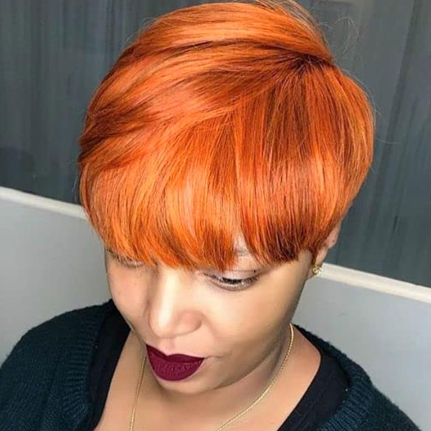 Pixie Cut Wig for Black Women Blonde 613 Short Wig with Bangs Layered Straight Hair Heat Resistant Synthetic Wig for Daily Use(613)