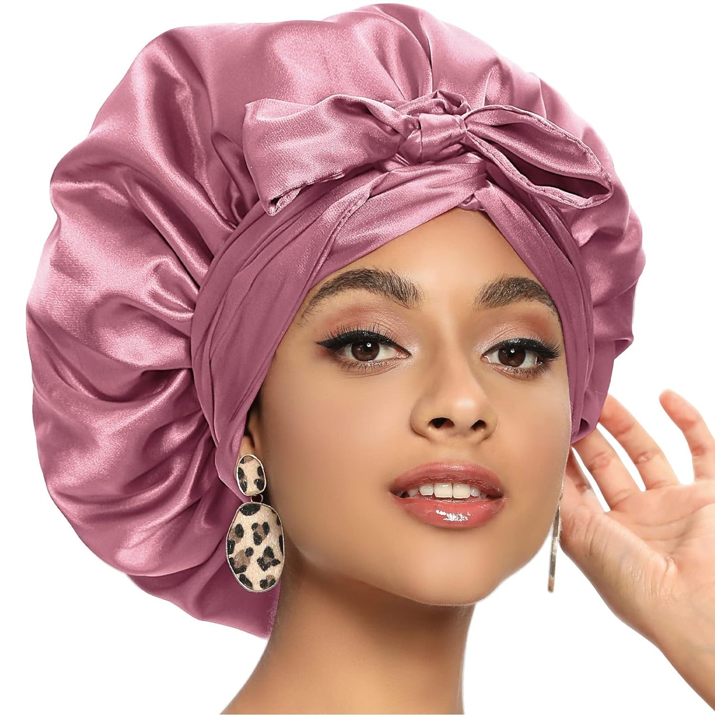 Satin Bonnet for Women, Silk Bonnet for Curly Hair, Silk Hair Bonnet for Sleeping Satin Bonnets for Black Women, Extra Large Bonnet with Tie Band