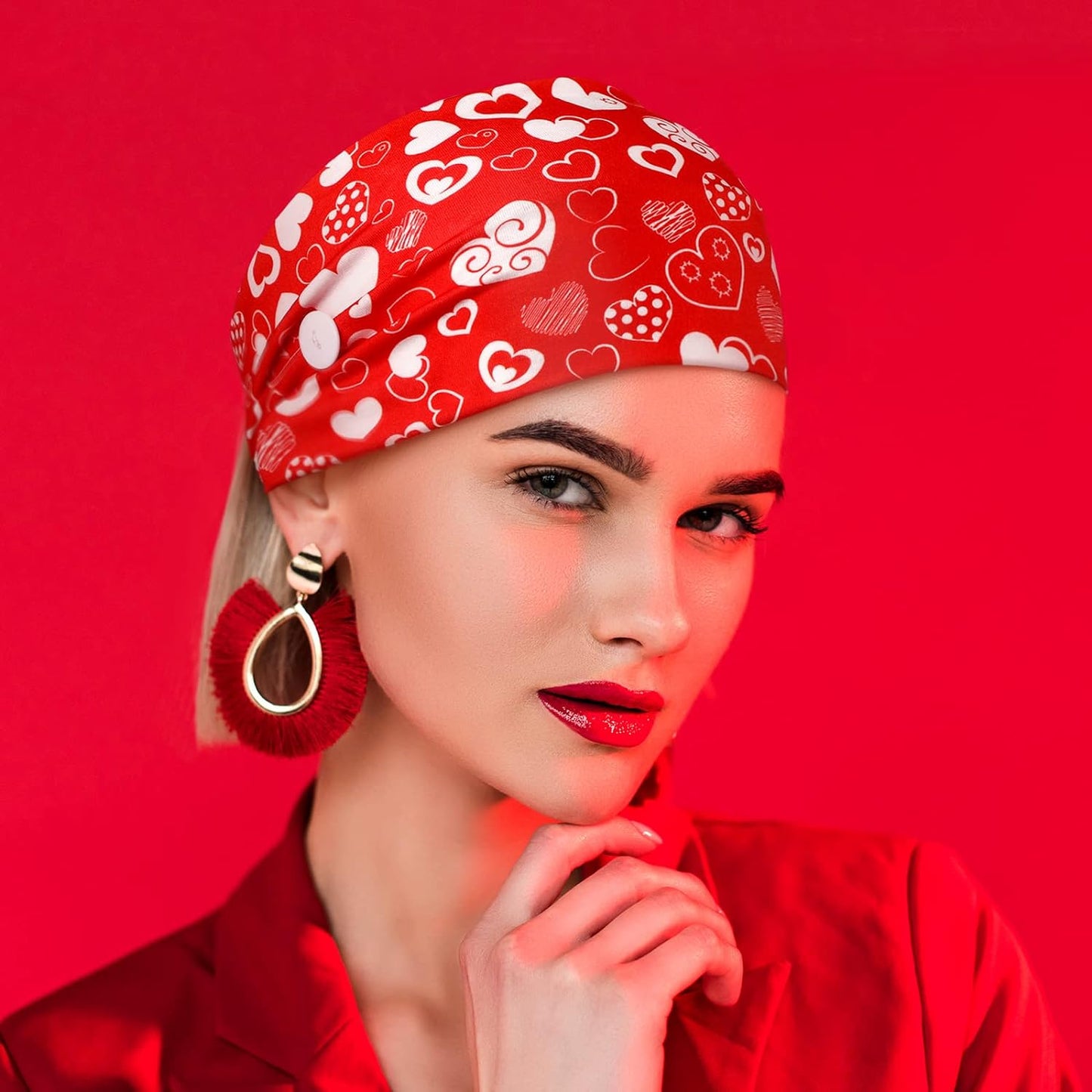 6 Pieces Headband with Buttons for Mask African Boho Knot Turban Headbands Nurse Elastic Headbands Sport Beach Hair Accessories for Women Girls (Bohemian Patterns)