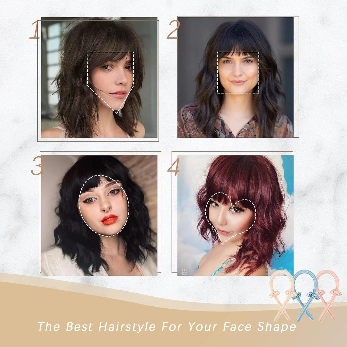 Short Wavy Wig with Bangs for Women Shoulder Length Bob Curly Women's Charming Synthetic Wigs with Natural Wavy Black To Brown Heat Resistant Hair for Daily Party Use