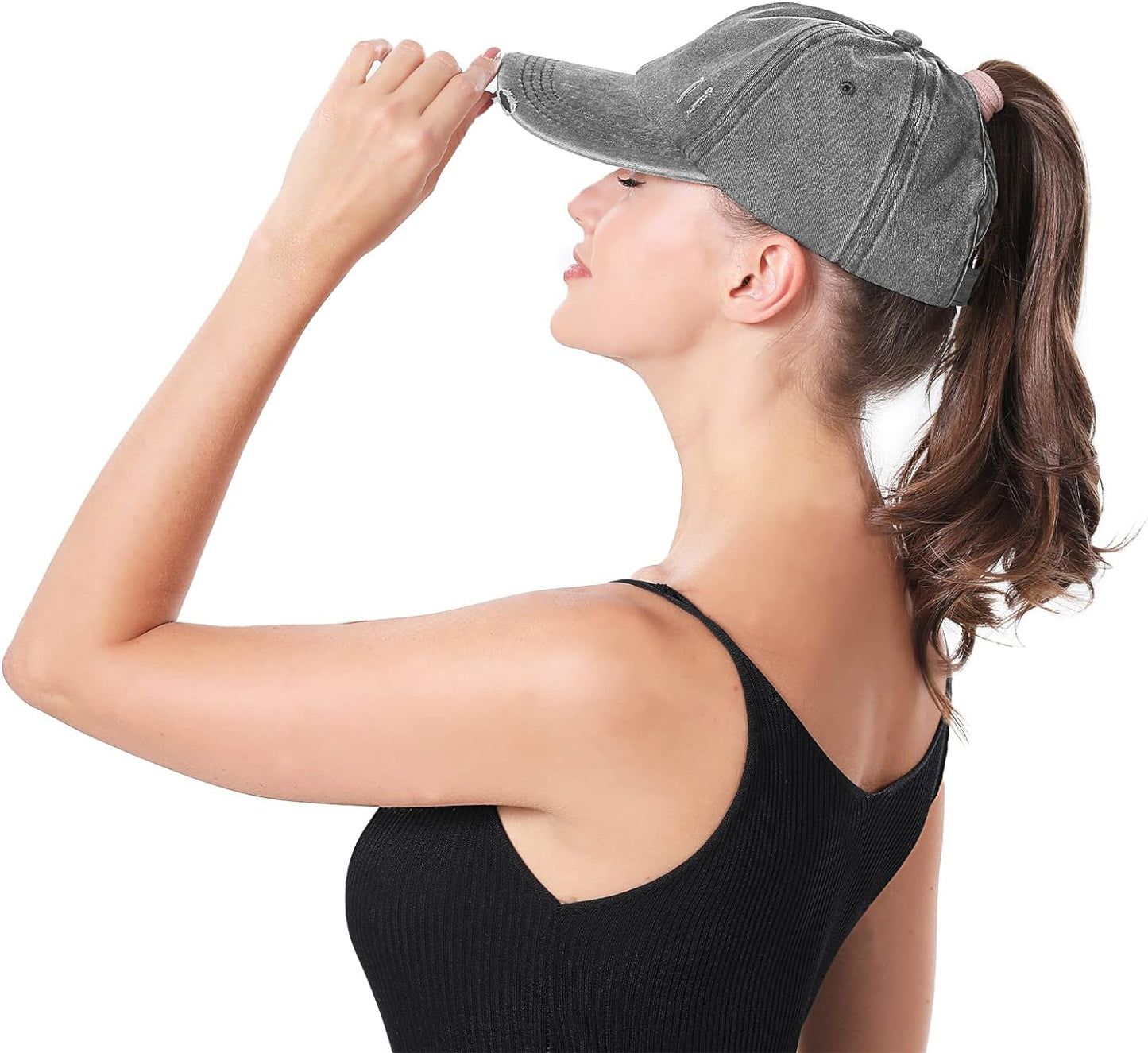 Women Ponytail Hat Criss Cross Baseball Cap Adjustable High Messy Bun Ponycap Quick Drying Mesh Sports Hat