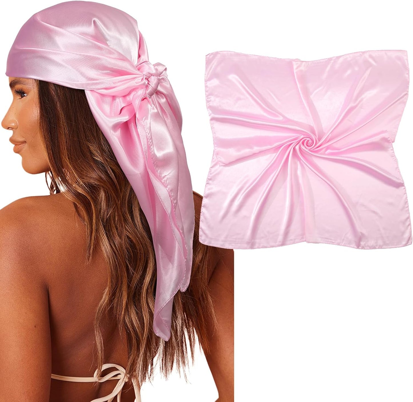 35" Large Square Satin Head Scarf - Silk Hair Scarf Square Hair Bandanas Large Scarf Sleeping Head Wraps for Women