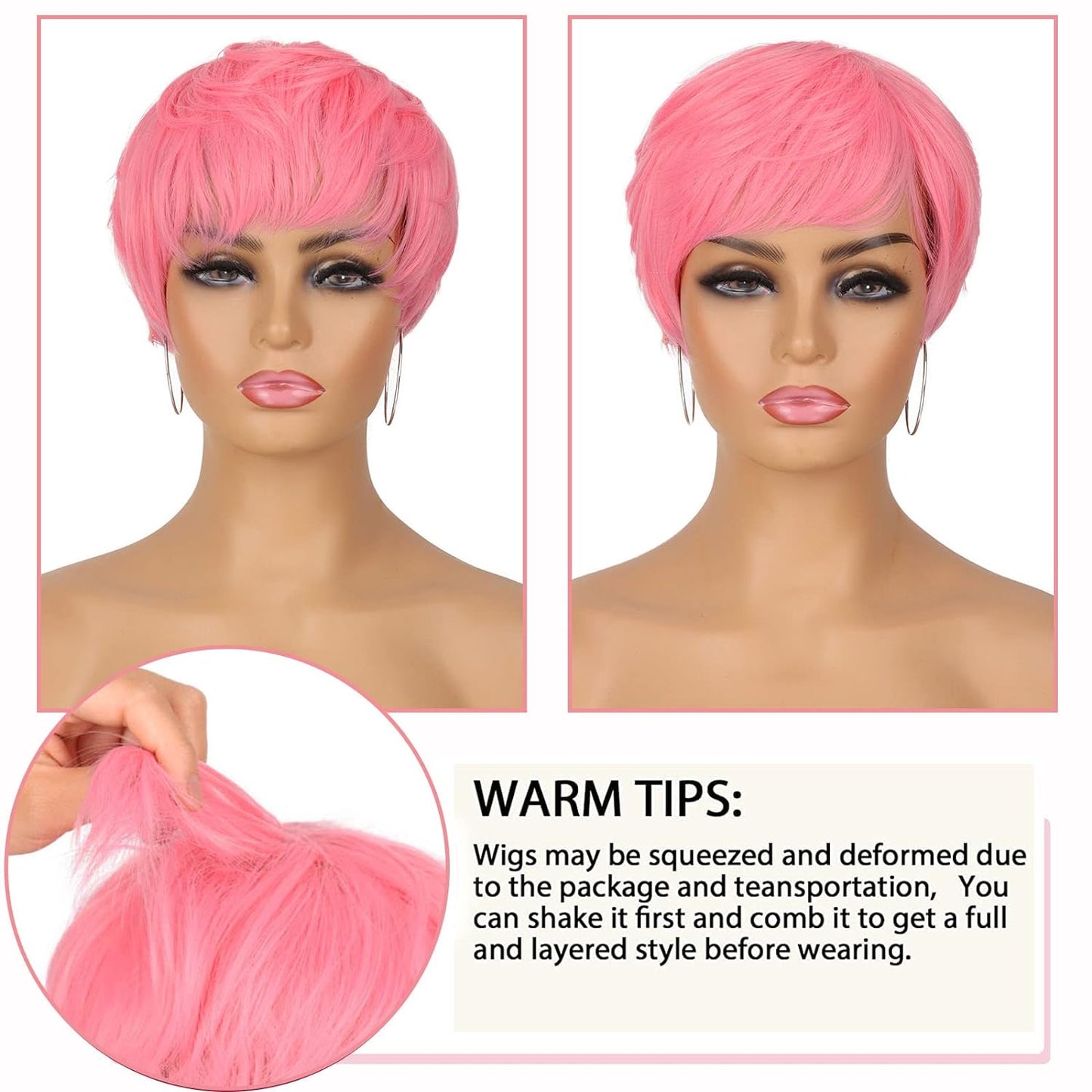 Pixie Cut Wig for Black Women Blonde 613 Short Wig with Bangs Layered Straight Hair Heat Resistant Synthetic Wig for Daily Use(613)