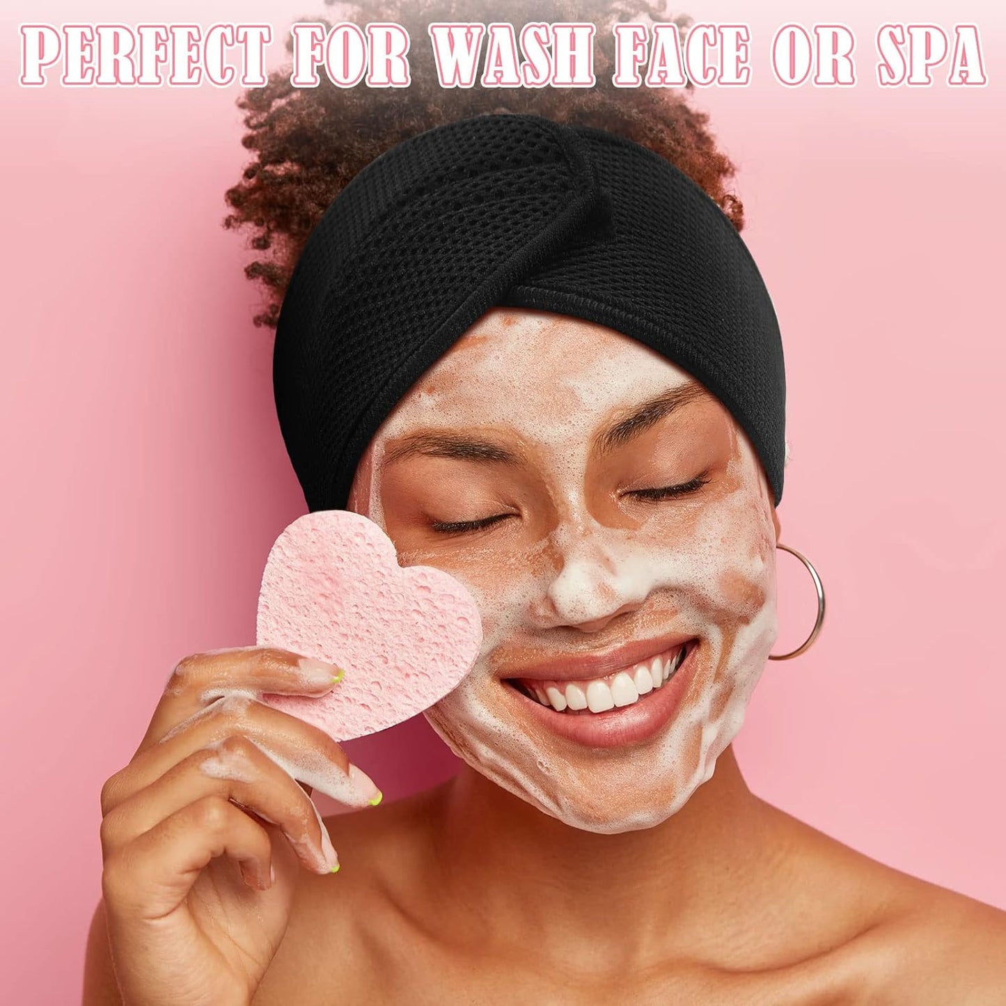 4 Pieces Mesh Hair Wraps for Black Women Sleeping Hair Wrap Scarf Cap Spa Headbands Hair Wraps Hair Nets for Women Black Natural Hair Wash Face Sleep (Black, Blue)