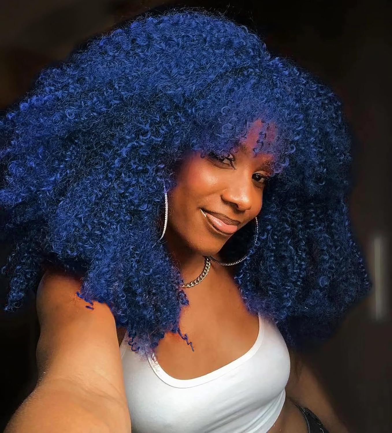 16 Inch Curly. Afro Kinky Wig Synthetic Fiber Glueless Full and Fluffy Long Curly Wig for Fashion Women (16 Inch, Black)