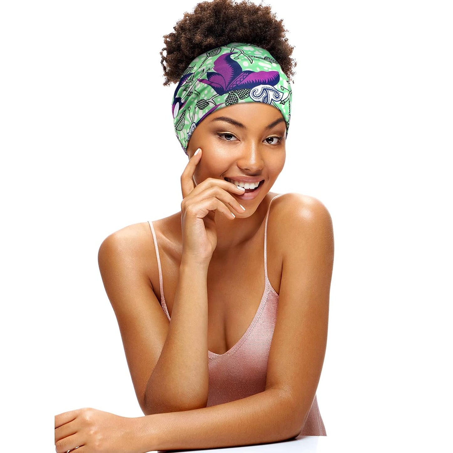 6 Pieces Headband with Buttons for Mask African Boho Knot Turban Headbands Nurse Elastic Headbands Sport Beach Hair Accessories for Women Girls (Bohemian Patterns)