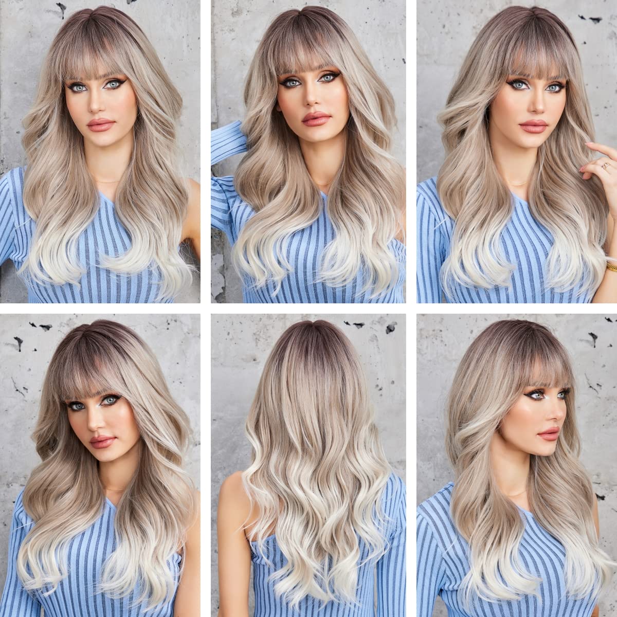 Black Wigs for Women Long Curly Wigs With Bangs Water Wavy Synthetic Wig, Party Cosplay Daily Use