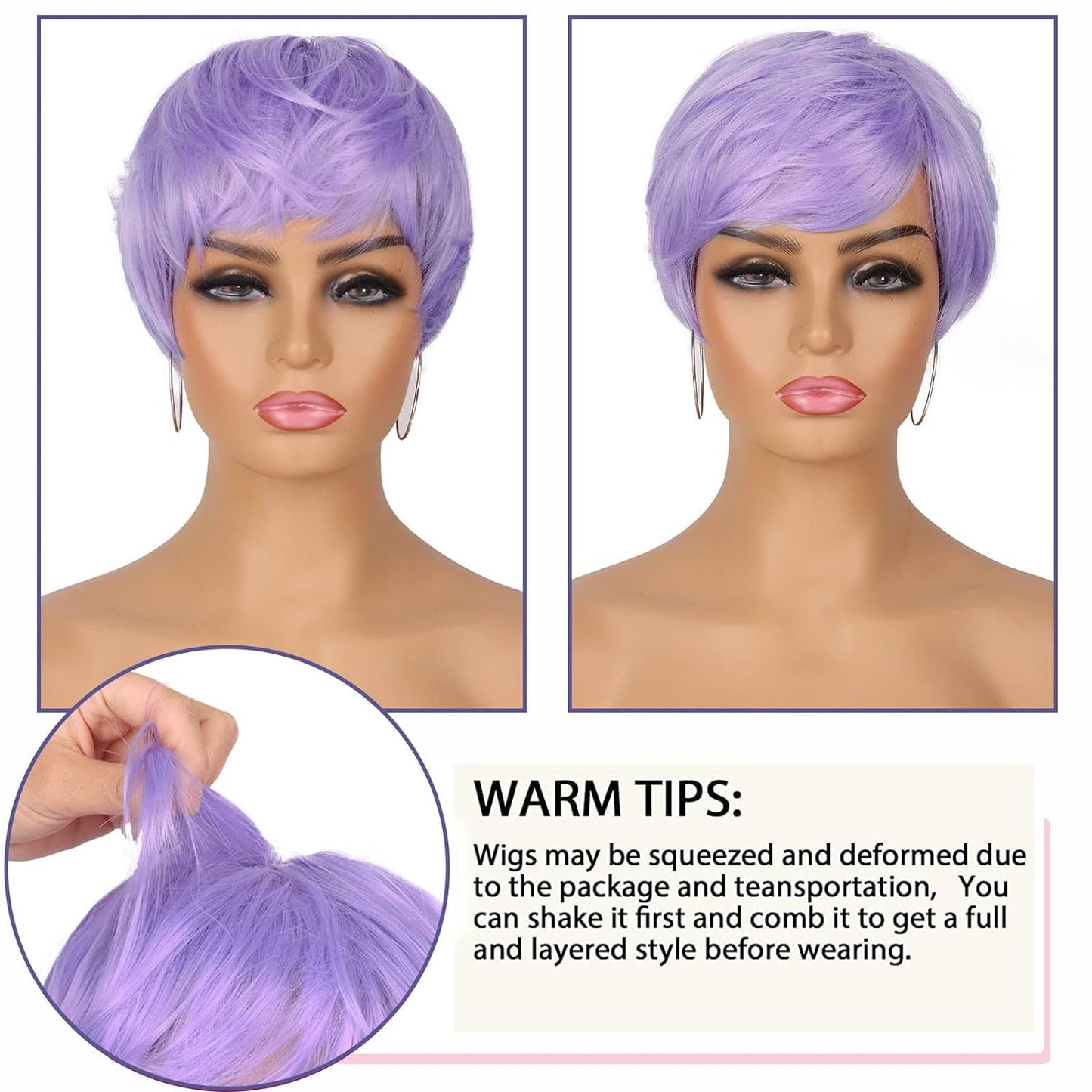 Pixie Cut Wig for Black Women Blonde 613 Short Wig with Bangs Layered Straight Hair Heat Resistant Synthetic Wig for Daily Use(613)