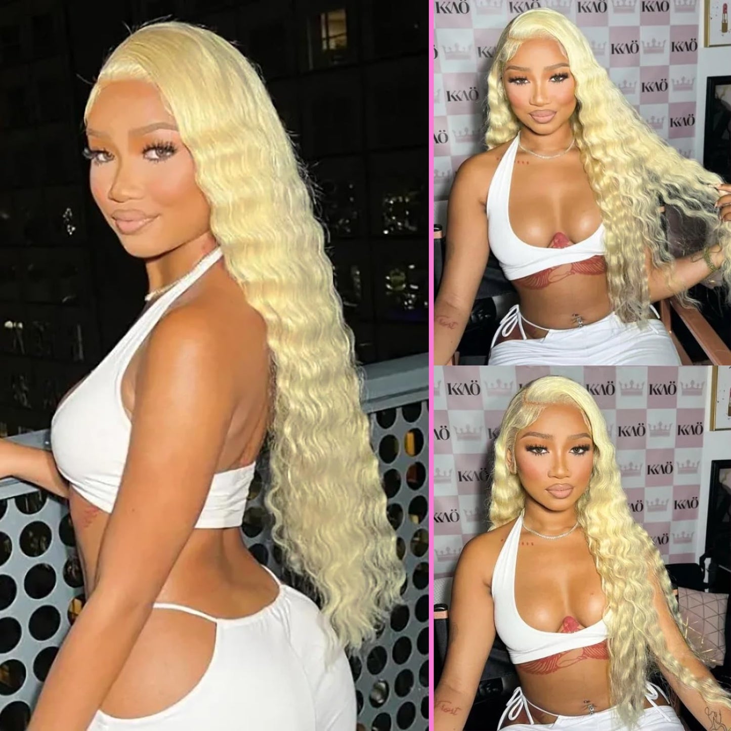 28'' Curly Wig Long Synthetic Wigs for Black Women Loose Deep Wave Lace Front Wig 4'' Simulated Scalp Middle Part Natural Crimps Curls Hair Replacement Wigs