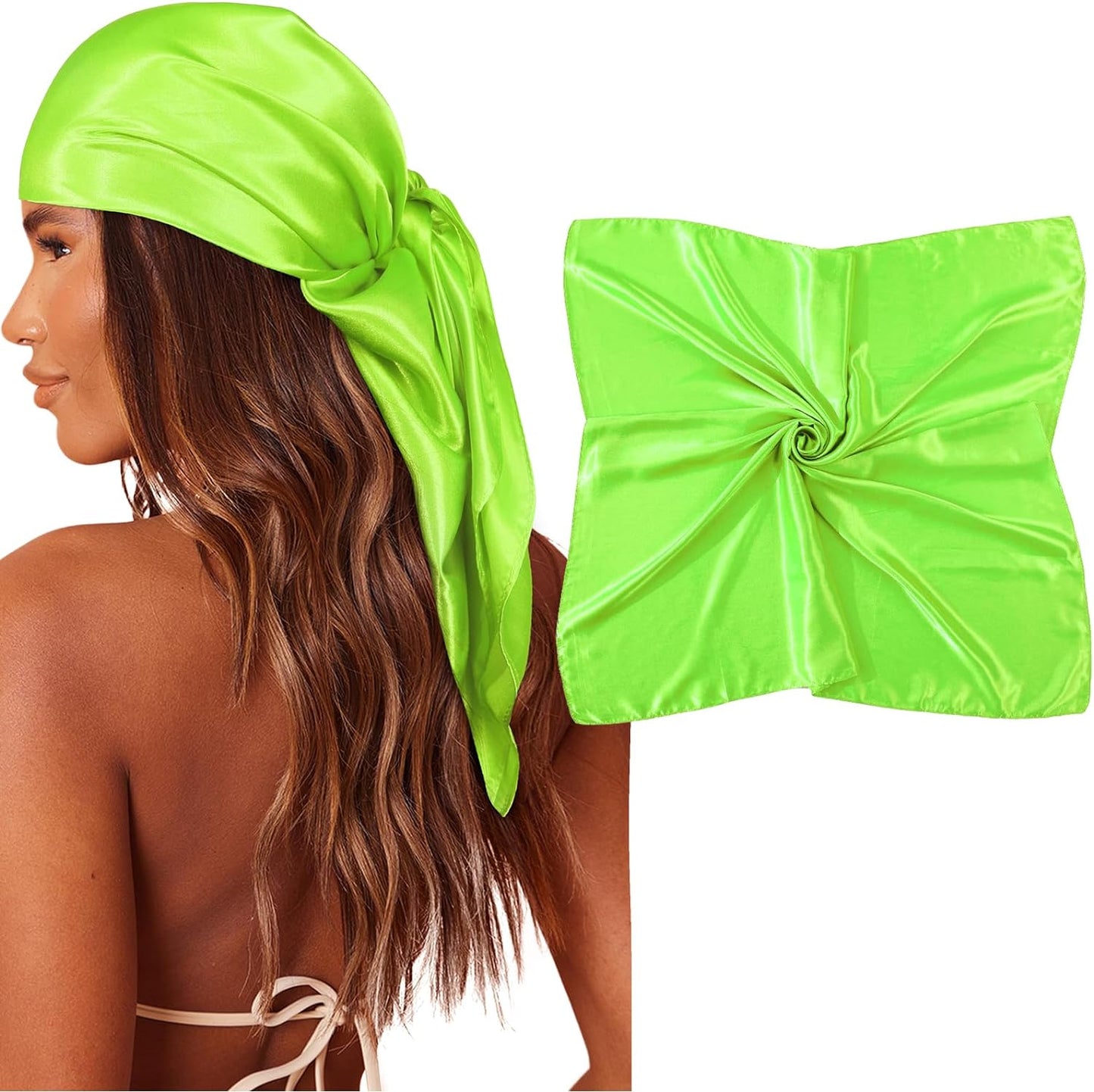 35" Large Square Satin Head Scarf - Silk Hair Scarf Square Hair Bandanas Large Scarf Sleeping Head Wraps for Women