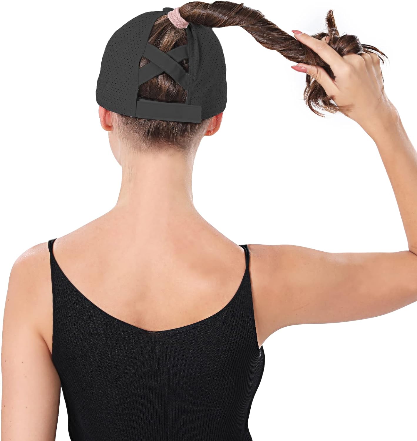 Women Ponytail Hat Criss Cross Baseball Cap Adjustable High Messy Bun Ponycap Quick Drying Mesh Sports Hat