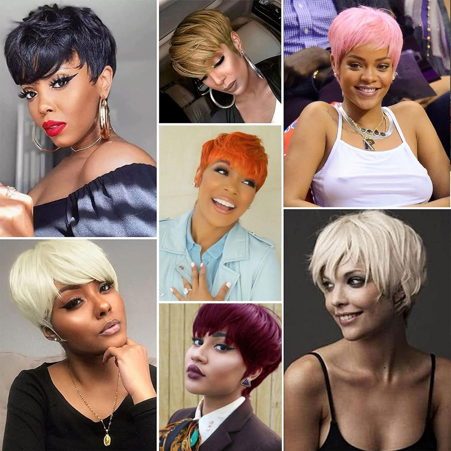 Pixie Cut Wig for Black Women Blonde 613 Short Wig with Bangs Layered Straight Hair Heat Resistant Synthetic Wig for Daily Use(613)