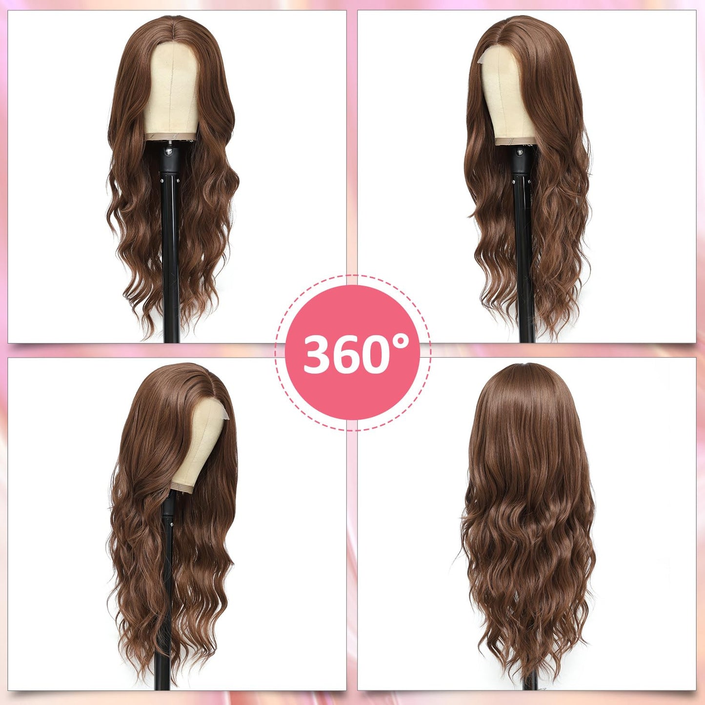 Short Wavy Wig with Bangs Black Mixed Brown Short Bob Wigs Shoulder Length Wear and Go Glueless Wigs Heat Resistant Fiber Synthetic Wig with Bangs