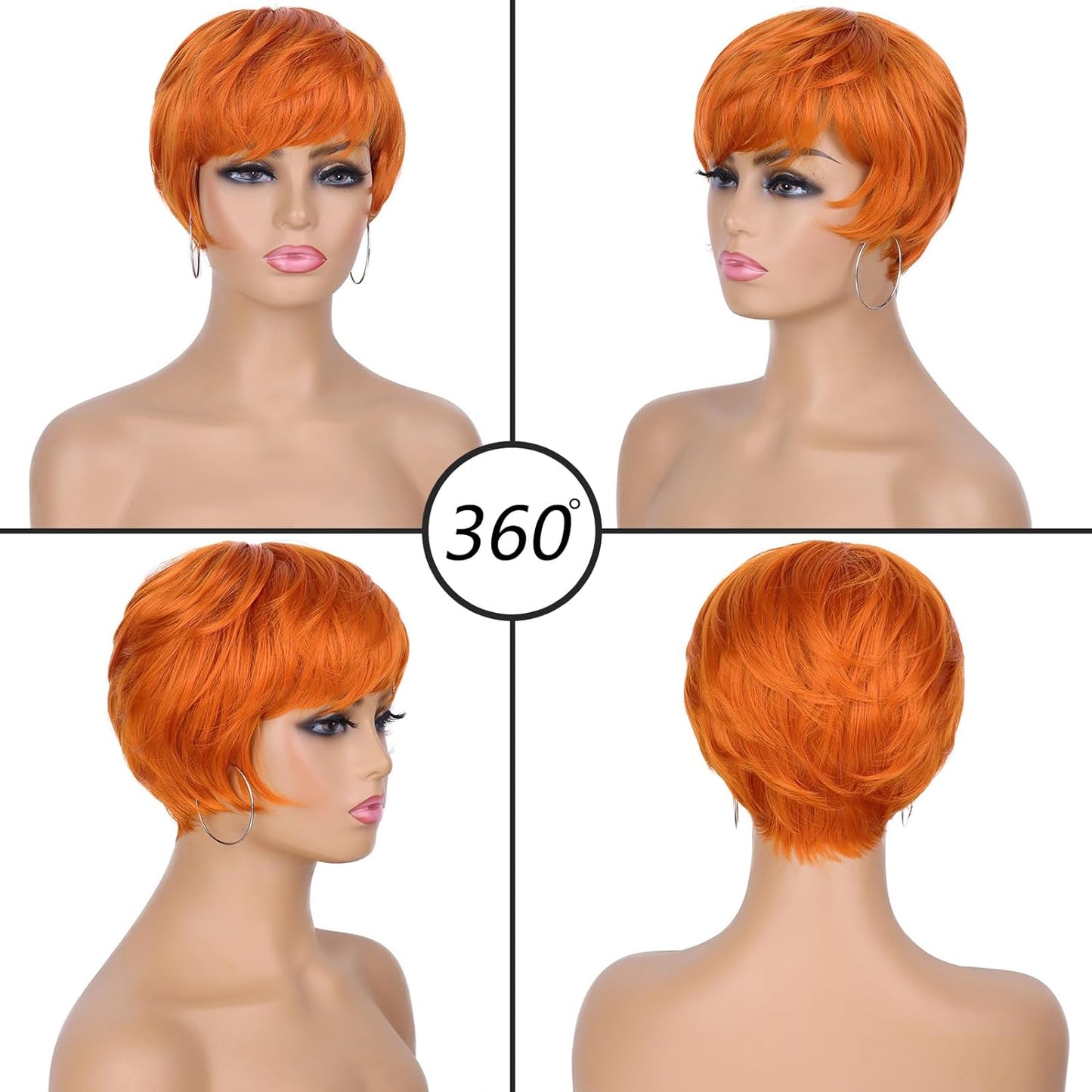 Pixie Cut Wig for Black Women Blonde 613 Short Wig with Bangs Layered Straight Hair Heat Resistant Synthetic Wig for Daily Use(613)