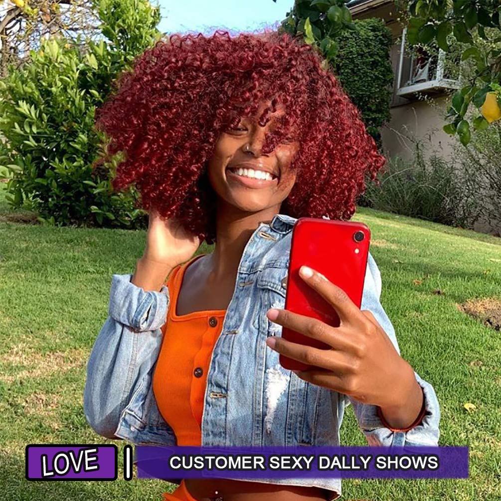 Kinky Curly Afro Wig with Bangs Ombre Gray Color Synthetic Mixed Wigs with 1 Wig Comb and 4pcs Wig Caps
