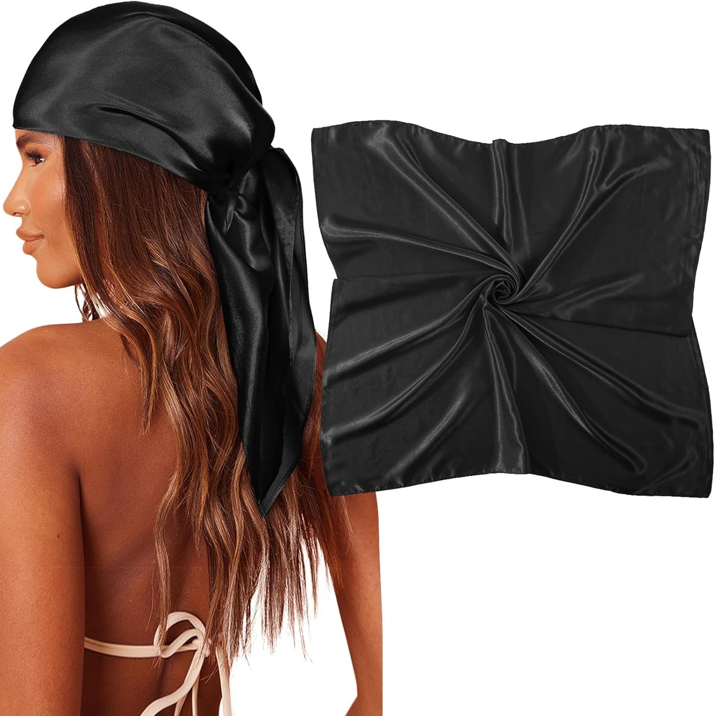 35" Large Square Satin Head Scarf - Silk Hair Scarf Square Hair Bandanas Large Scarf Sleeping Head Wraps for Women