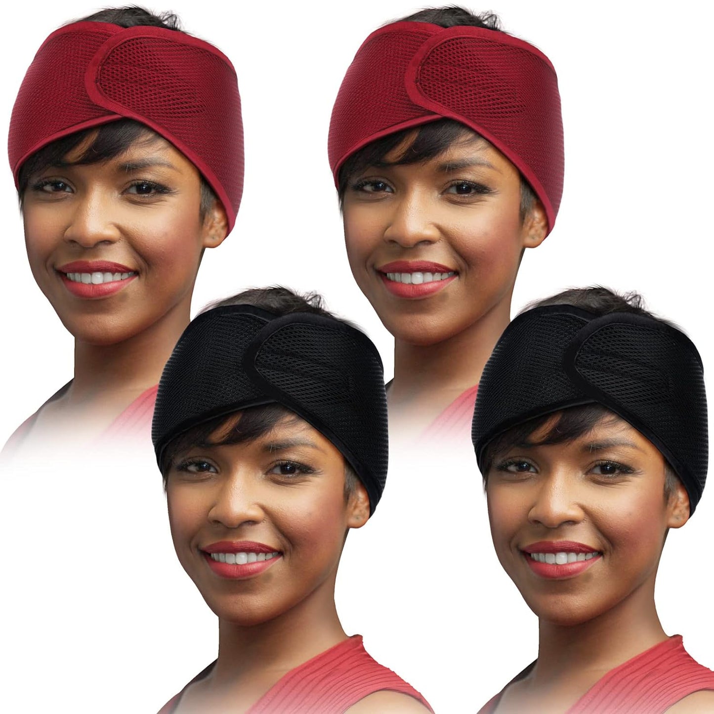 4 Pieces Mesh Hair Wraps for Black Women Sleeping Hair Wrap Scarf Cap Spa Headbands Hair Wraps Hair Nets for Women Black Natural Hair Wash Face Sleep (Black, Blue)