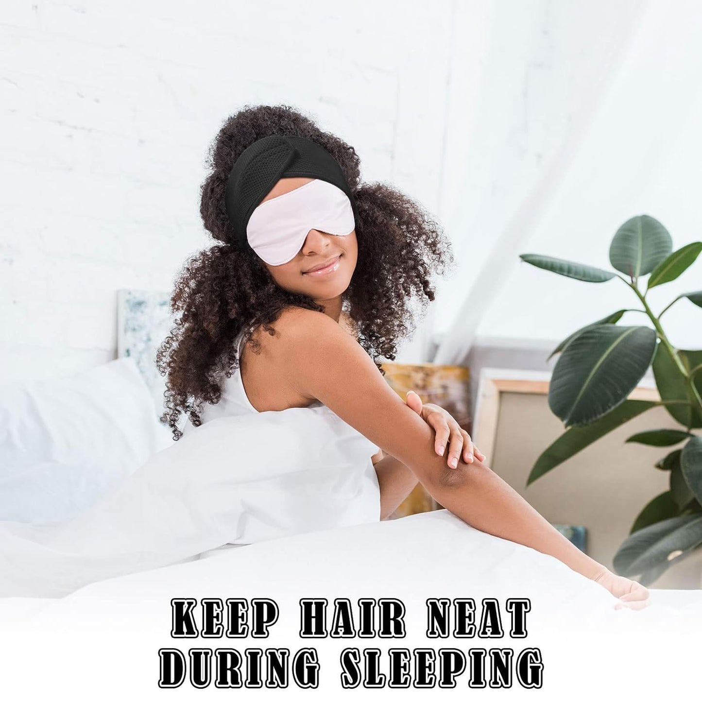 4 Pieces Mesh Hair Wraps for Black Women Sleeping Hair Wrap Scarf Cap Spa Headbands Hair Wraps Hair Nets for Women Black Natural Hair Wash Face Sleep (Black, Blue)