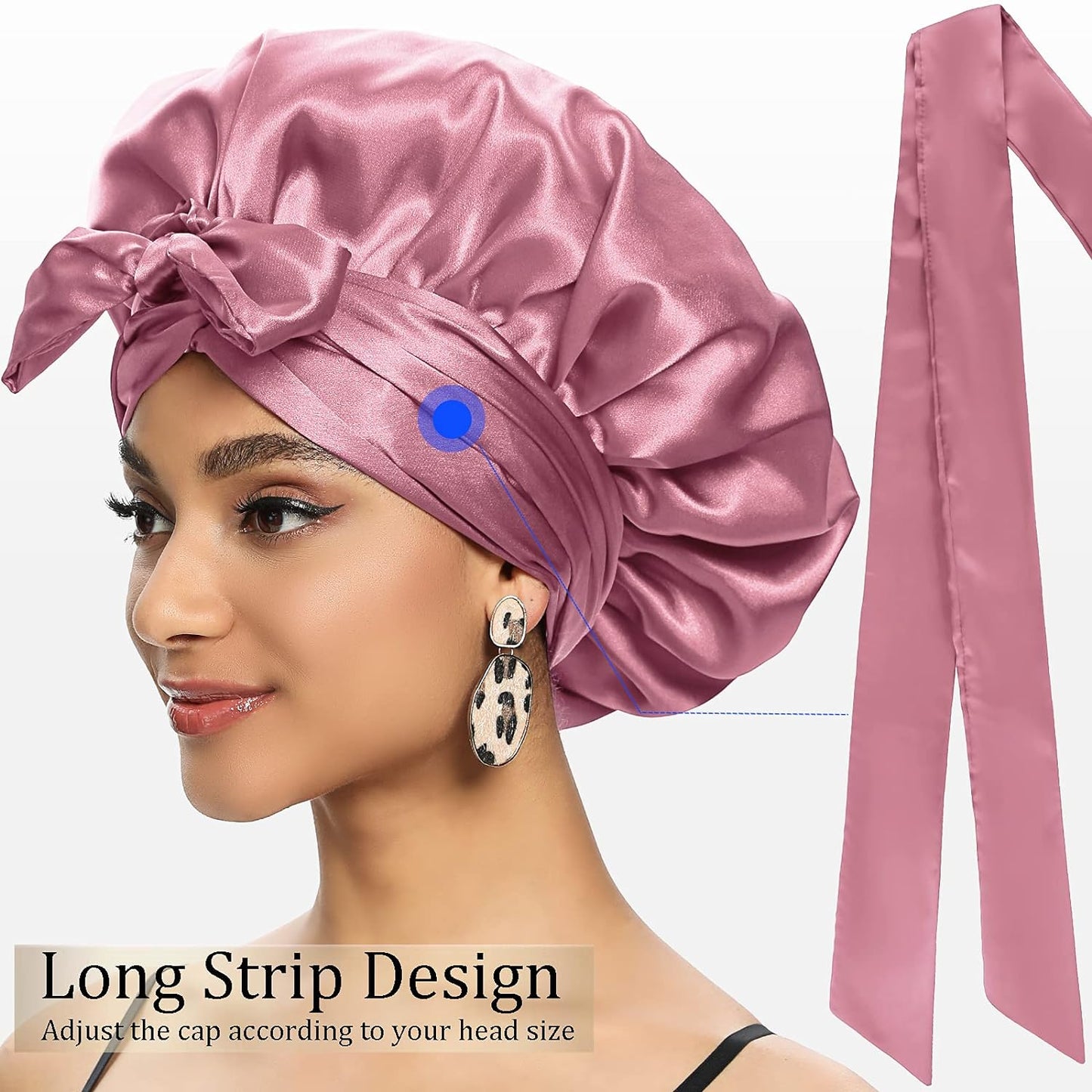 Satin Bonnet for Women, Silk Bonnet for Curly Hair, Silk Hair Bonnet for Sleeping Satin Bonnets for Black Women, Extra Large Bonnet with Tie Band