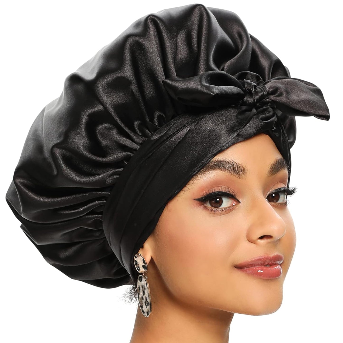Satin Bonnet for Women, Silk Bonnet for Curly Hair, Silk Hair Bonnet for Sleeping Satin Bonnets for Black Women, Extra Large Bonnet with Tie Band