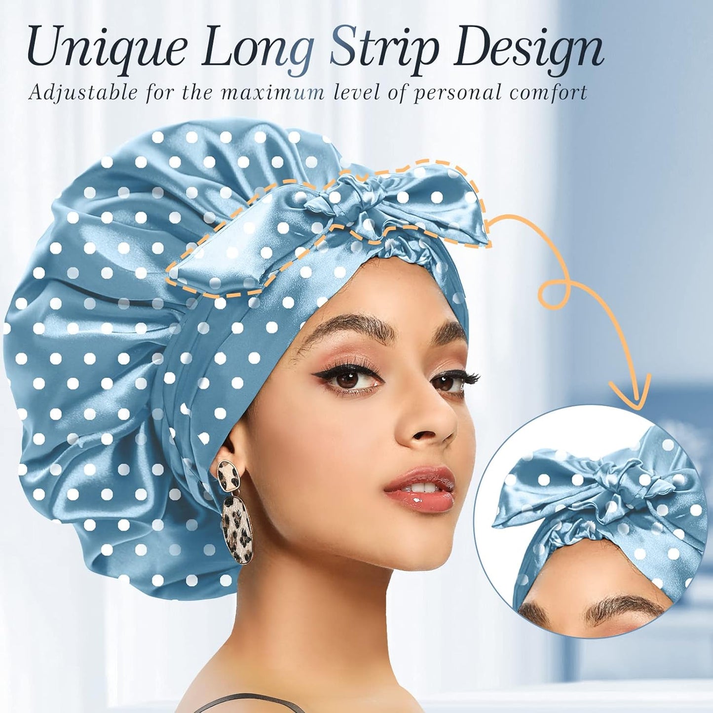 Satin Bonnet for Women, Silk Bonnet for Curly Hair, Silk Hair Bonnet for Sleeping Satin Bonnets for Black Women, Extra Large Bonnet with Tie Band