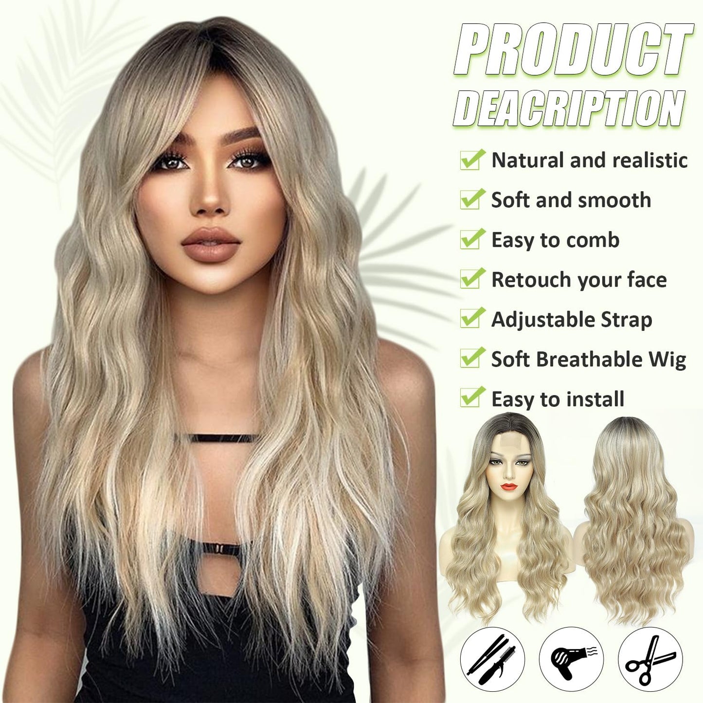 Short Wavy Wig with Bangs Black Mixed Brown Short Bob Wigs Shoulder Length Wear and Go Glueless Wigs Heat Resistant Fiber Synthetic Wig with Bangs
