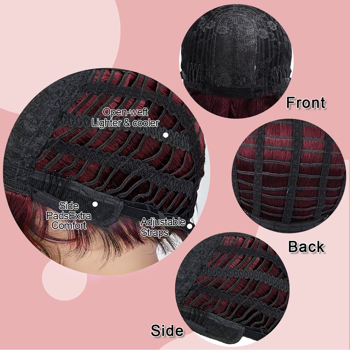 Short Wavy Black Wig with Bangs Bob Short Charming Curly Wavy Wig Women Synthetic Natural Looking Heat Resistant Fiber Hair for Women (14inch)