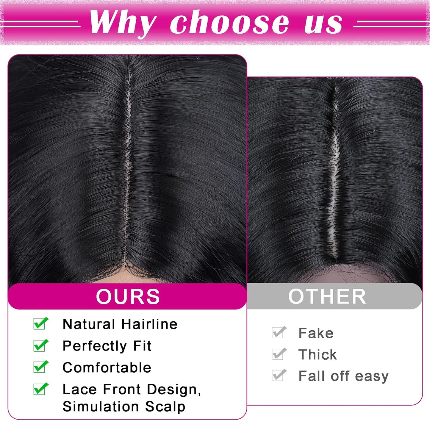 28'' Curly Wig Long Synthetic Wigs for Black Women Loose Deep Wave Lace Front Wig 4'' Simulated Scalp Middle Part Natural Crimps Curls Hair Replacement Wigs