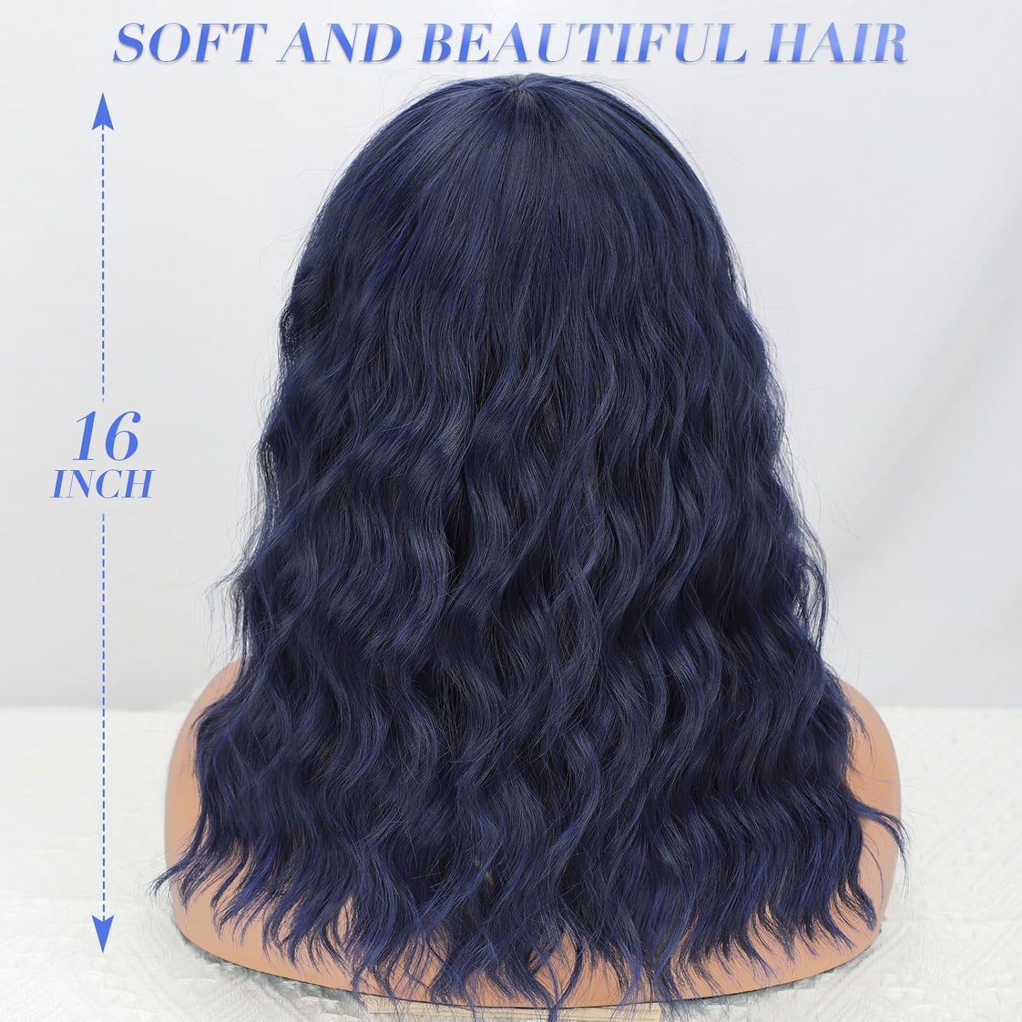 Short Wavy Wig with Bangs for Women Shoulder Length Bob Curly Women's Charming Synthetic Wigs with Natural Wavy Black To Brown Heat Resistant Hair for Daily Party Use