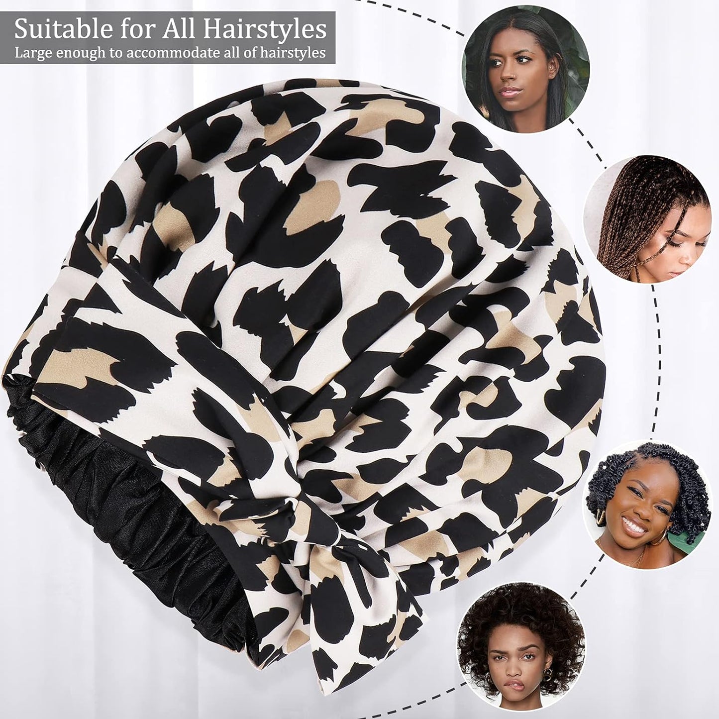 Satin Bonnet for Women, Silk Bonnet for Curly Hair, Silk Hair Bonnet for Sleeping Satin Bonnets for Black Women, Extra Large Bonnet with Tie Band