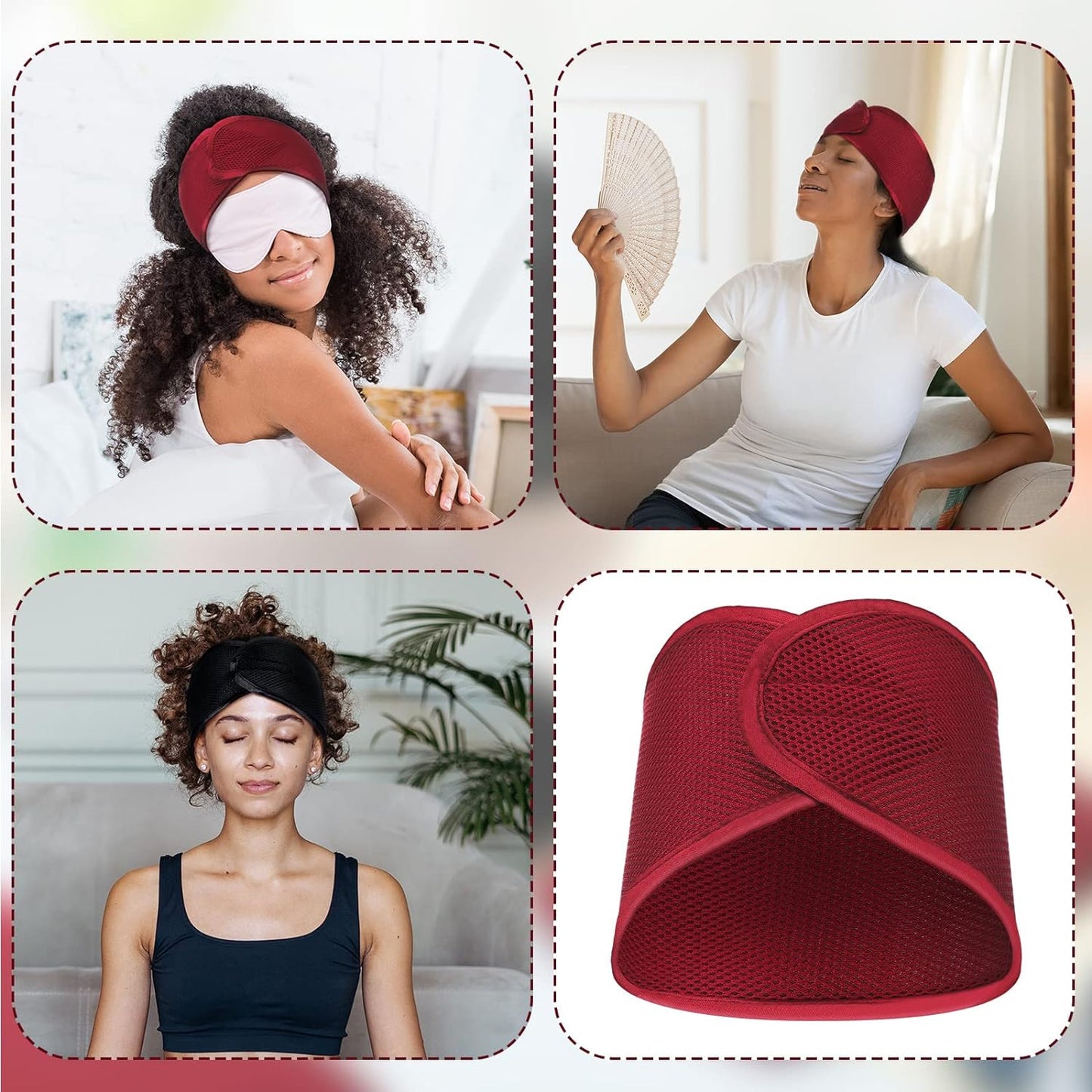 4 Pieces Mesh Hair Wraps for Black Women Sleeping Hair Wrap Scarf Cap Spa Headbands Hair Wraps Hair Nets for Women Black Natural Hair Wash Face Sleep (Black, Blue)