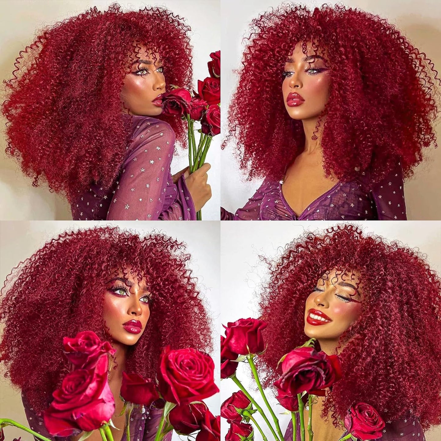16 Inch Curly. Afro Kinky Wig Synthetic Fiber Glueless Full and Fluffy Long Curly Wig for Fashion Women (16 Inch, Black)