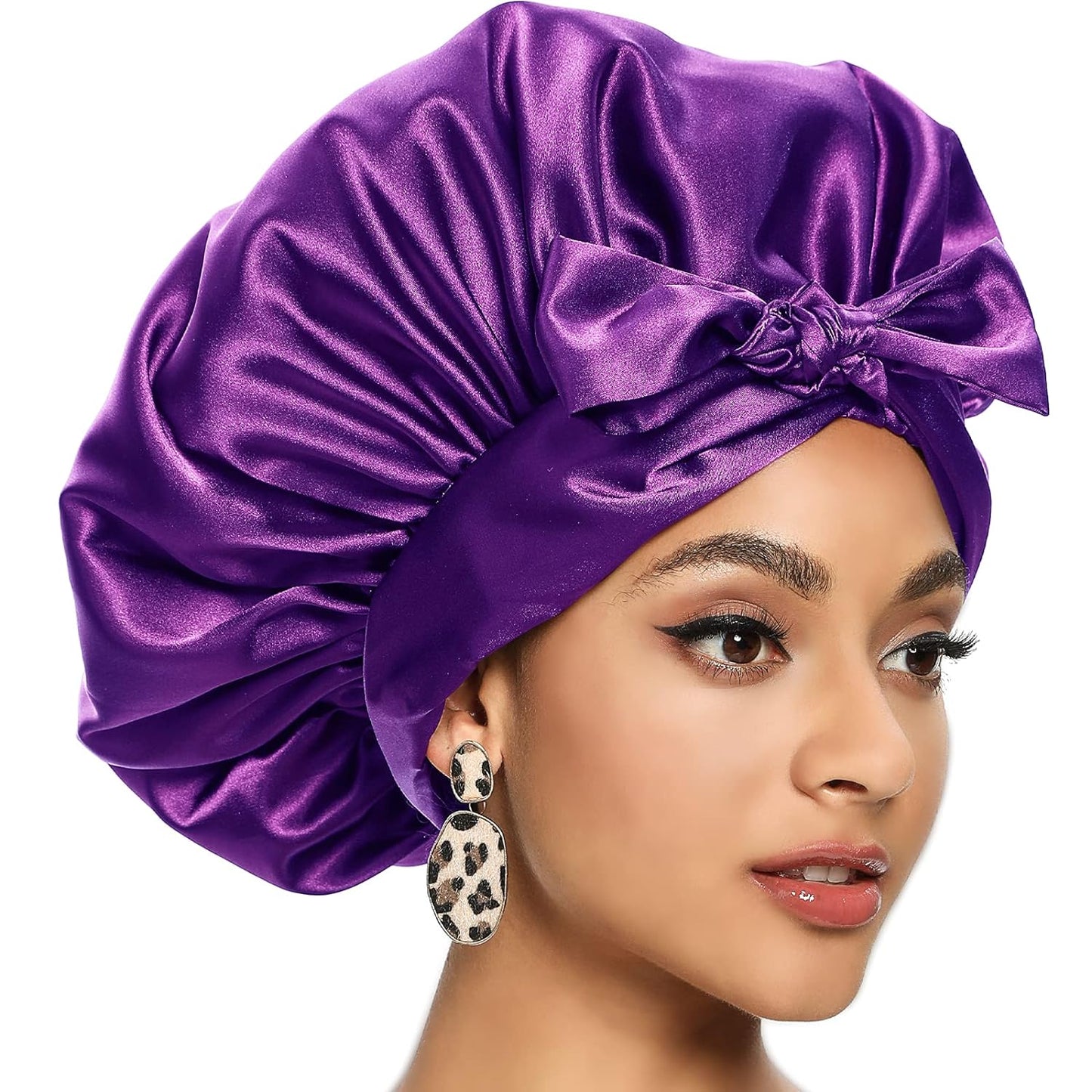 Satin Bonnet for Women, Silk Bonnet for Curly Hair, Silk Hair Bonnet for Sleeping Satin Bonnets for Black Women, Extra Large Bonnet with Tie Band