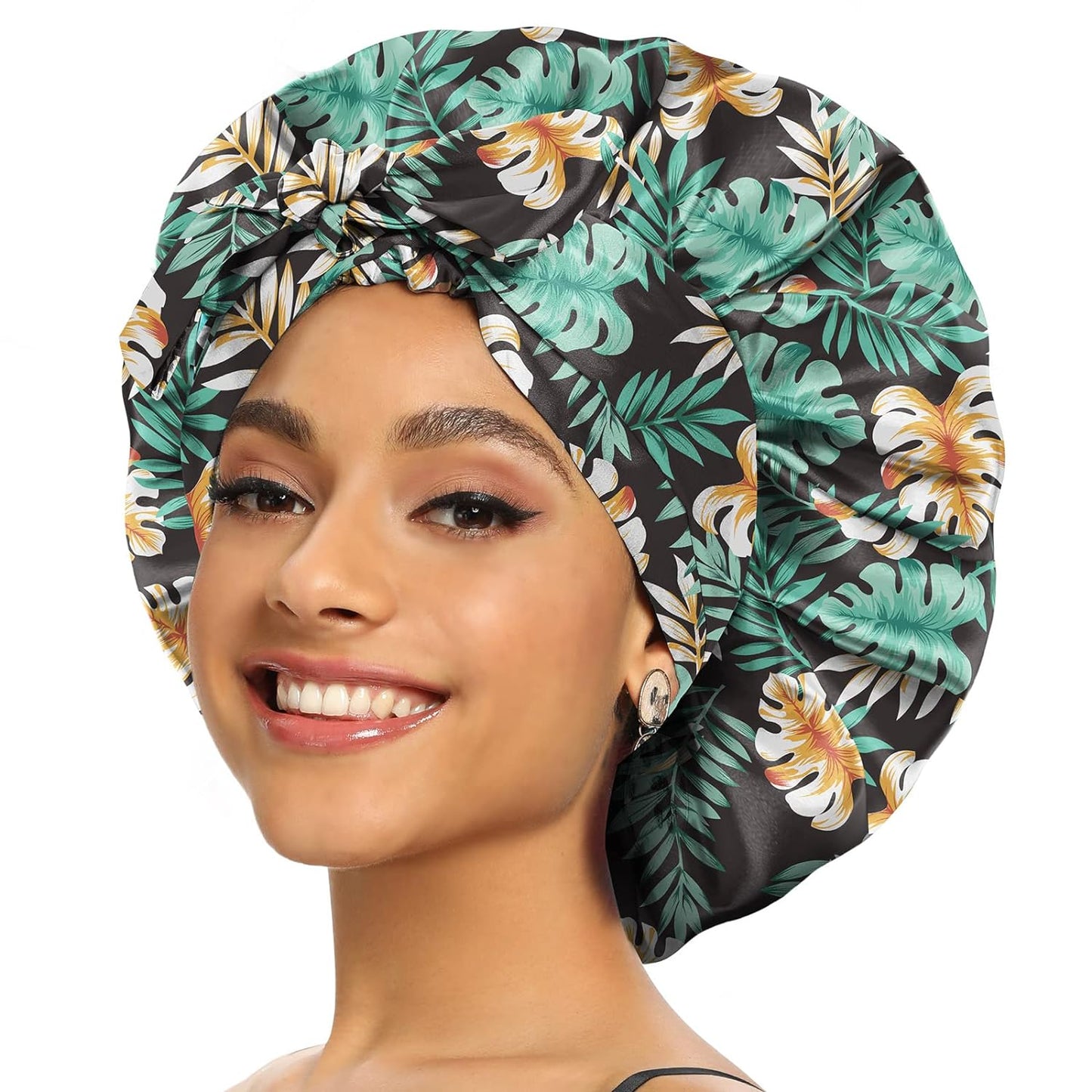 Satin Bonnet for Women, Silk Bonnet for Curly Hair, Silk Hair Bonnet for Sleeping Satin Bonnets for Black Women, Extra Large Bonnet with Tie Band