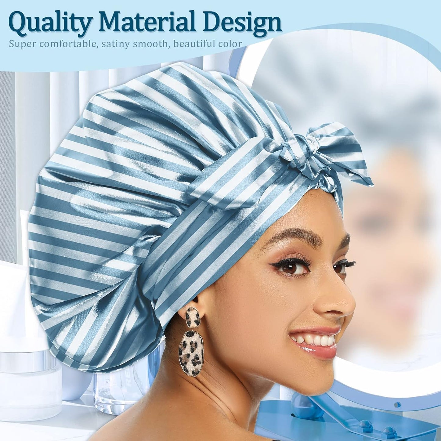 Satin Bonnet for Women, Silk Bonnet for Curly Hair, Silk Hair Bonnet for Sleeping Satin Bonnets for Black Women, Extra Large Bonnet with Tie Band