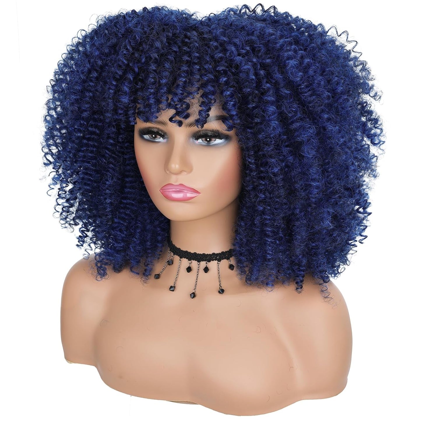 16 Inch Curly. Afro Kinky Wig Synthetic Fiber Glueless Full and Fluffy Long Curly Wig for Fashion Women (16 Inch, Black)