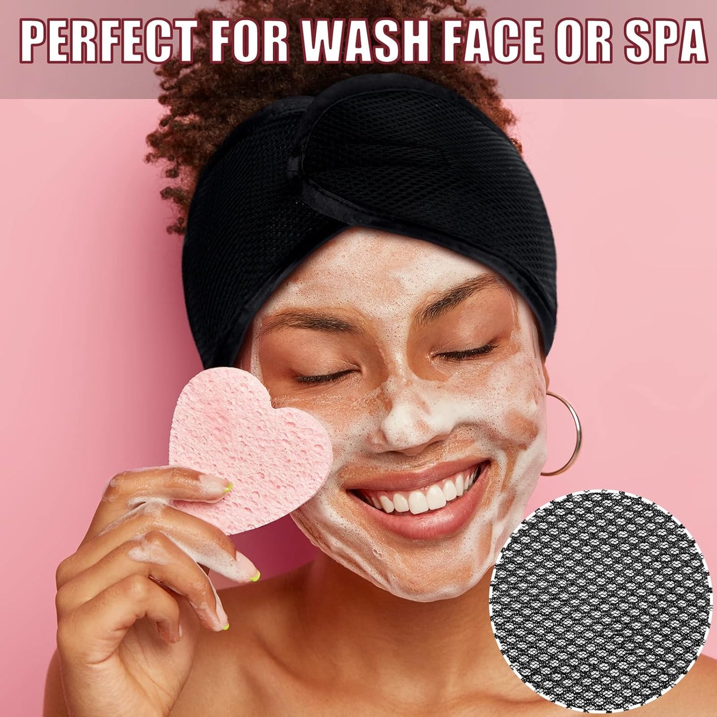 4 Pieces Mesh Hair Wraps for Black Women Sleeping Hair Wrap Scarf Cap Spa Headbands Hair Wraps Hair Nets for Women Black Natural Hair Wash Face Sleep (Black, Blue)