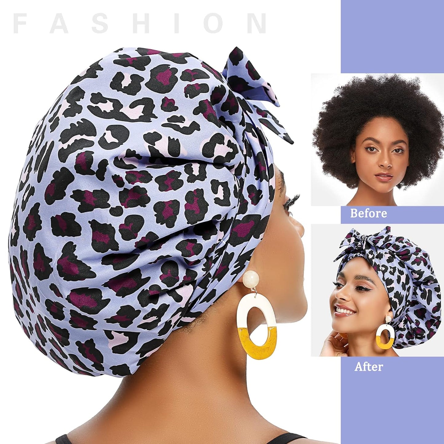 Satin Bonnet for Women, Silk Bonnet for Curly Hair, Silk Hair Bonnet for Sleeping Satin Bonnets for Black Women, Extra Large Bonnet with Tie Band