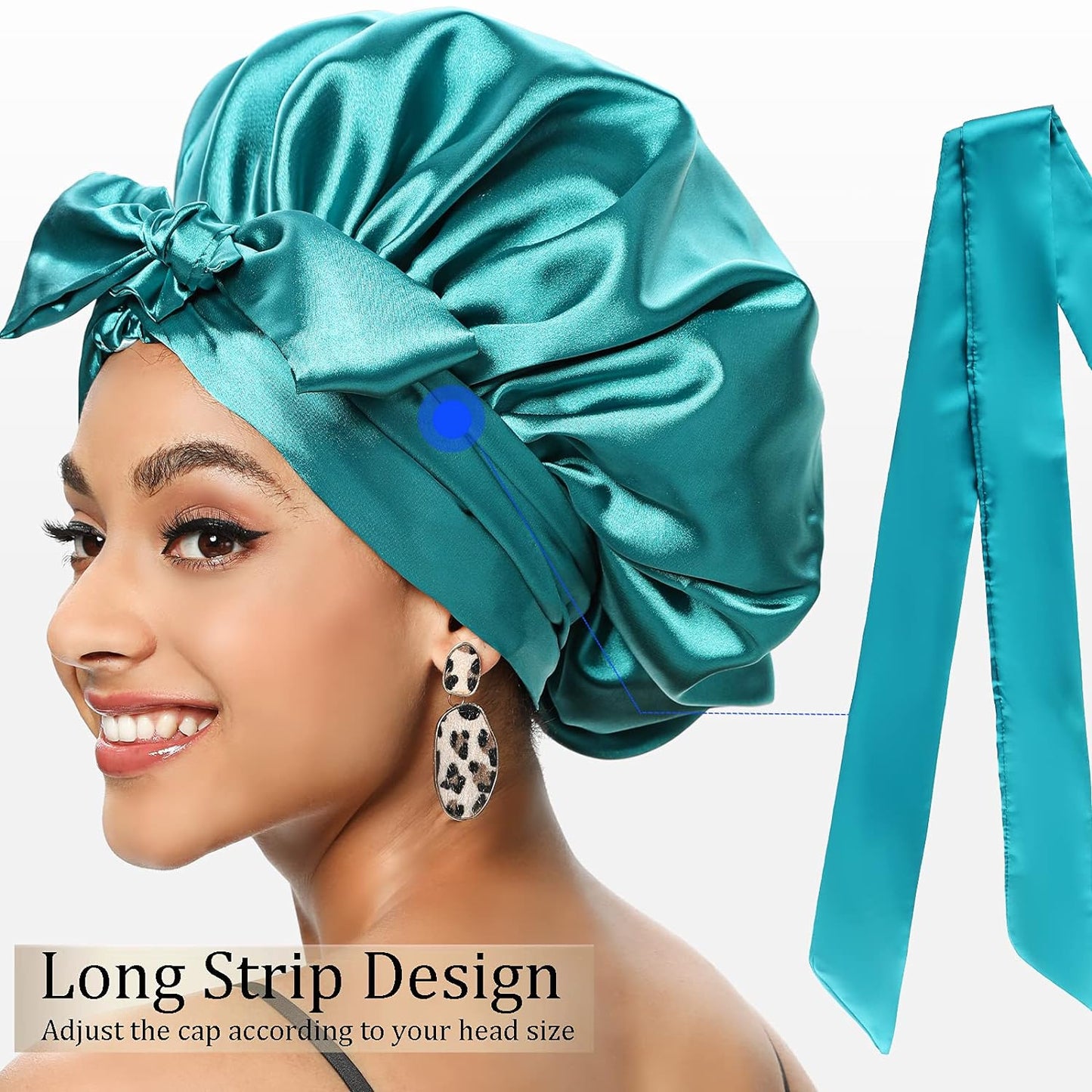 Satin Bonnet for Women, Silk Bonnet for Curly Hair, Silk Hair Bonnet for Sleeping Satin Bonnets for Black Women, Extra Large Bonnet with Tie Band