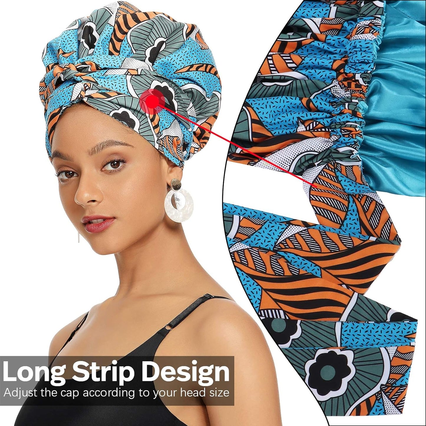 Satin Bonnet for Women, Silk Bonnet for Curly Hair, Silk Hair Bonnet for Sleeping Satin Bonnets for Black Women, Extra Large Bonnet with Tie Band