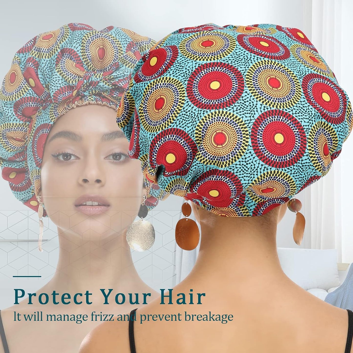 Satin Bonnet for Women, Silk Bonnet for Curly Hair, Silk Hair Bonnet for Sleeping Satin Bonnets for Black Women, Extra Large Bonnet with Tie Band