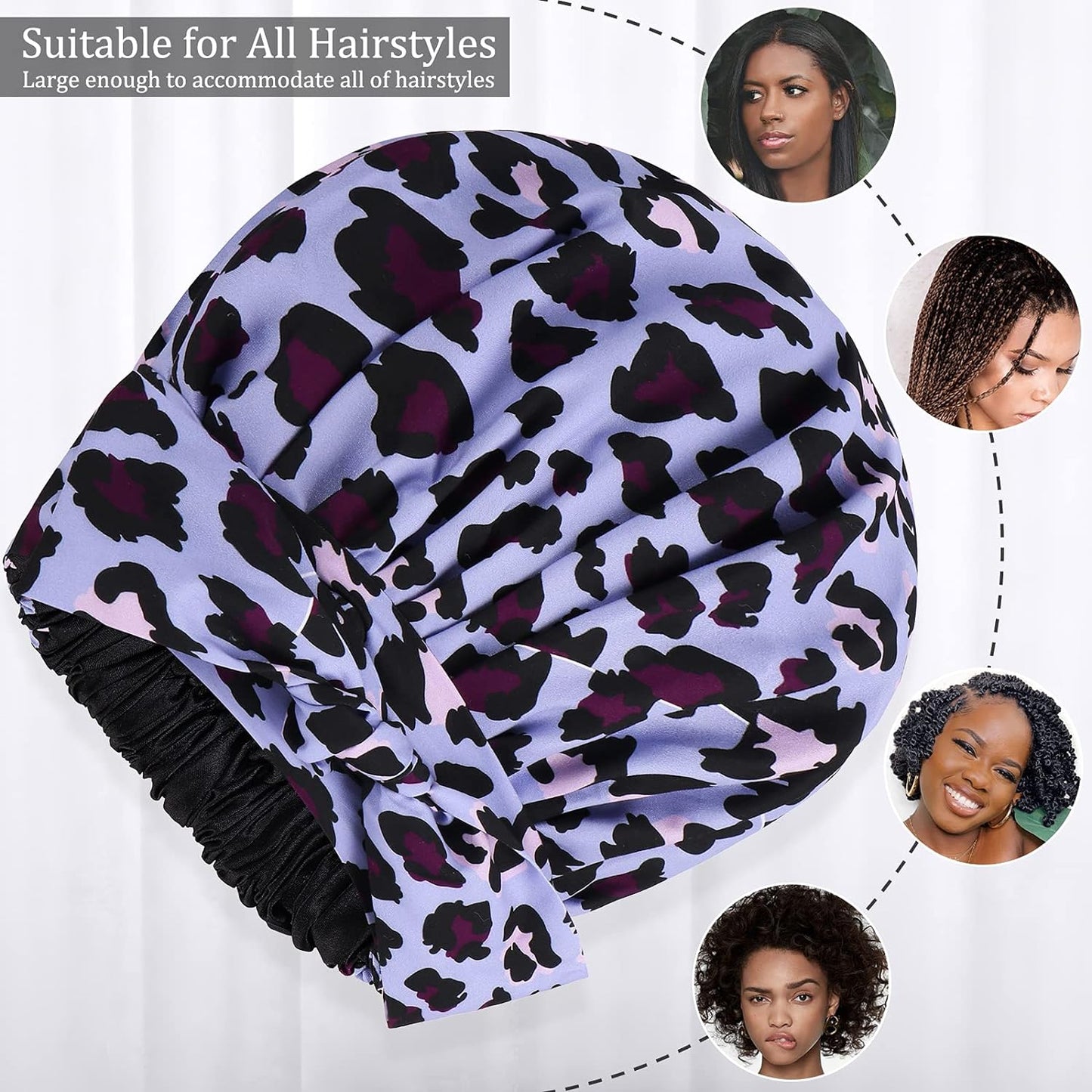 Satin Bonnet for Women, Silk Bonnet for Curly Hair, Silk Hair Bonnet for Sleeping Satin Bonnets for Black Women, Extra Large Bonnet with Tie Band