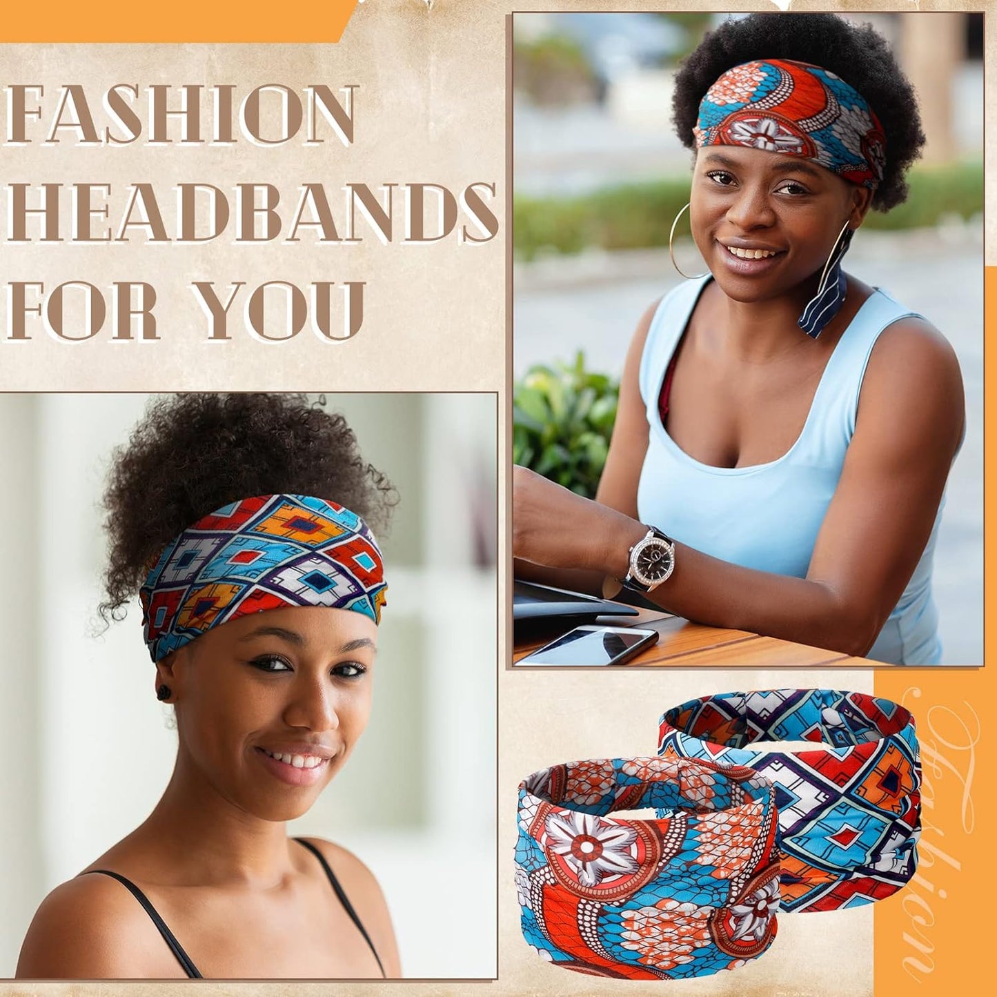 6 Pieces Headband with Buttons for Mask African Boho Knot Turban Headbands Nurse Elastic Headbands Sport Beach Hair Accessories for Women Girls (Bohemian Patterns)
