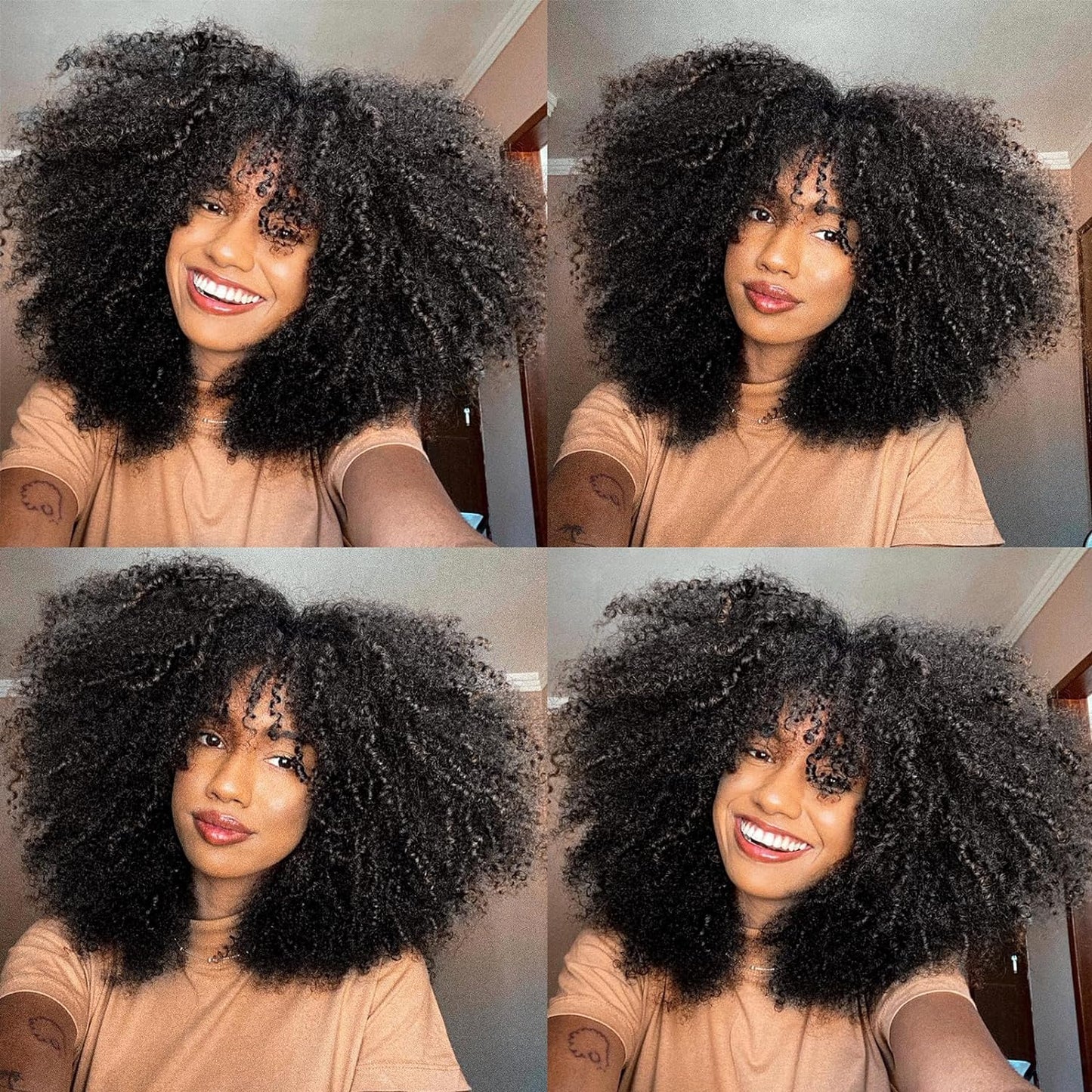 16 Inch Curly. Afro Kinky Wig Synthetic Fiber Glueless Full and Fluffy Long Curly Wig for Fashion Women (16 Inch, Black)