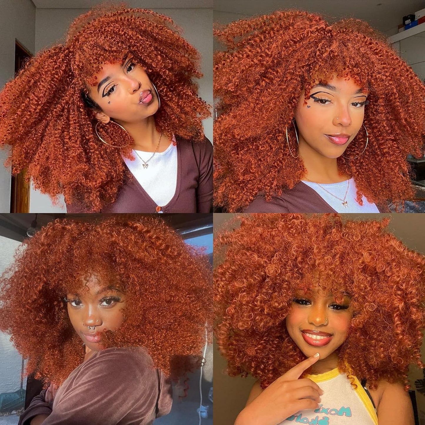 16 Inch Curly. Afro Kinky Wig Synthetic Fiber Glueless Full and Fluffy Long Curly Wig for Fashion Women (16 Inch, Black)